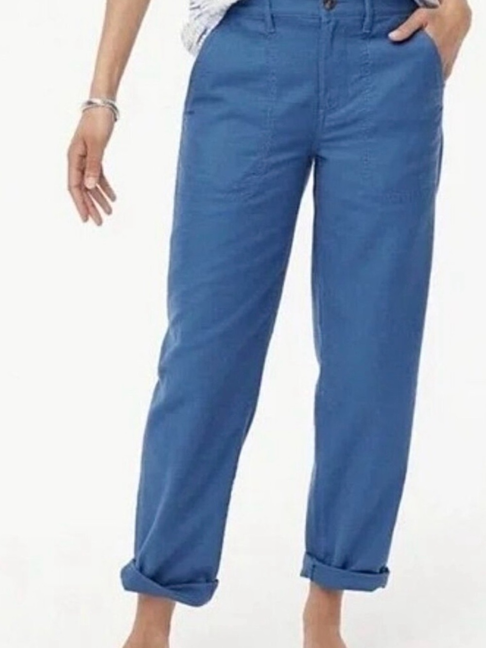 J. Crew Blue Cotton Utility Patch Pocket Camp Pants Preppy Size 10